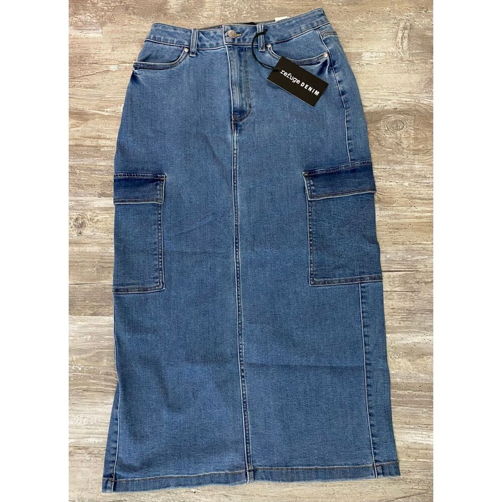 Rufuge Denim Midi Denim Jean Skirt Women’s Sz Medium NWT